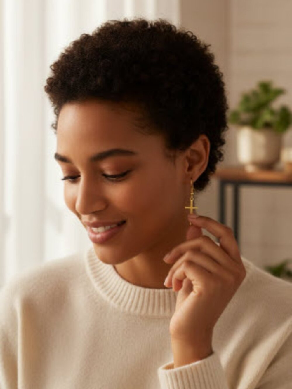 Gold Cross Earrings 18K Gold Filled Minimalist Dangle
